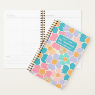 Personalized Pastel Flowers School Planner