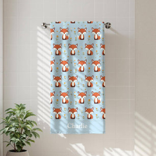 Personalized Pastel Fox Kids Bath Towel
