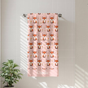 Personalized Pastel Fox Kids Beach Towel