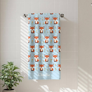 Personalized Pastel Fox Kids Beach Towel
