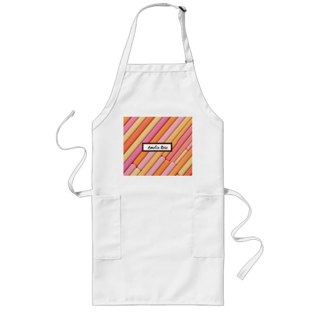 Personalized Pastel Geometric Abstract Long Apron (Front)