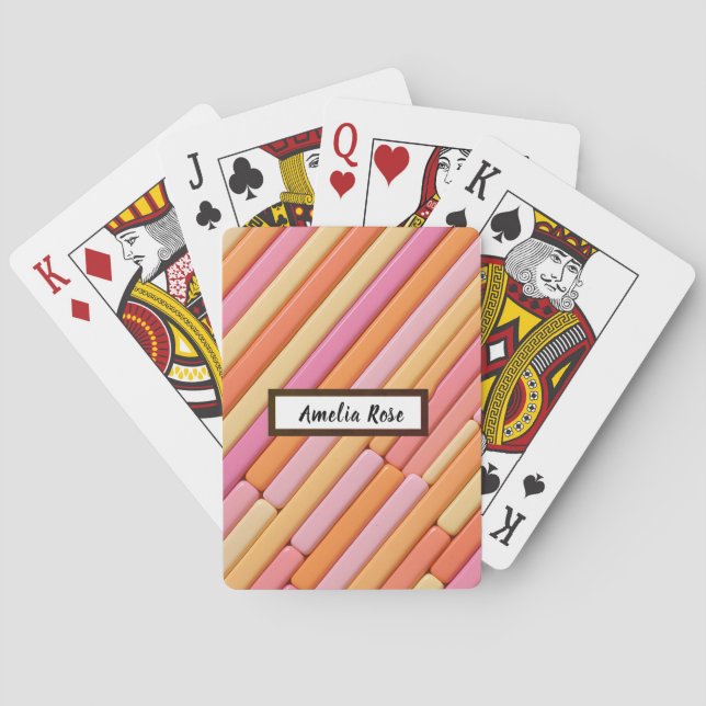 Personalized Pastel Geometric Abstract Poker Cards (Back)