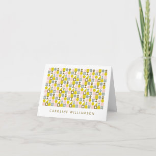 Personalized Pastel Geometric Baby Kids Mid Mod Note Card
