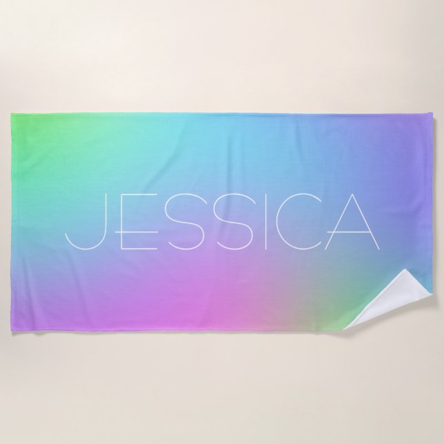 Personalized Pastel Gradient Beach Towel (Front)