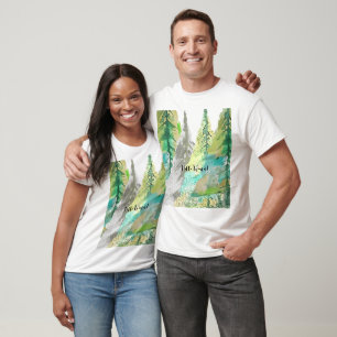 Personalized Pastel Green Abstract Tree Watercolor T-Shirt