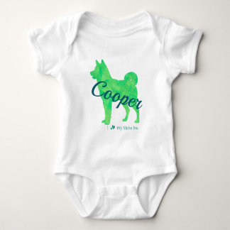 Personalized Pastel Green Color Shiba Inu -Dog Baby Bodysuit