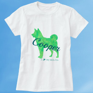 Personalized pastel green Shiba Inu dog mom T-Shirt