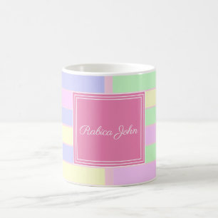 Personalized Pastel Grid Name Custom Elegant Gift Coffee Mug
