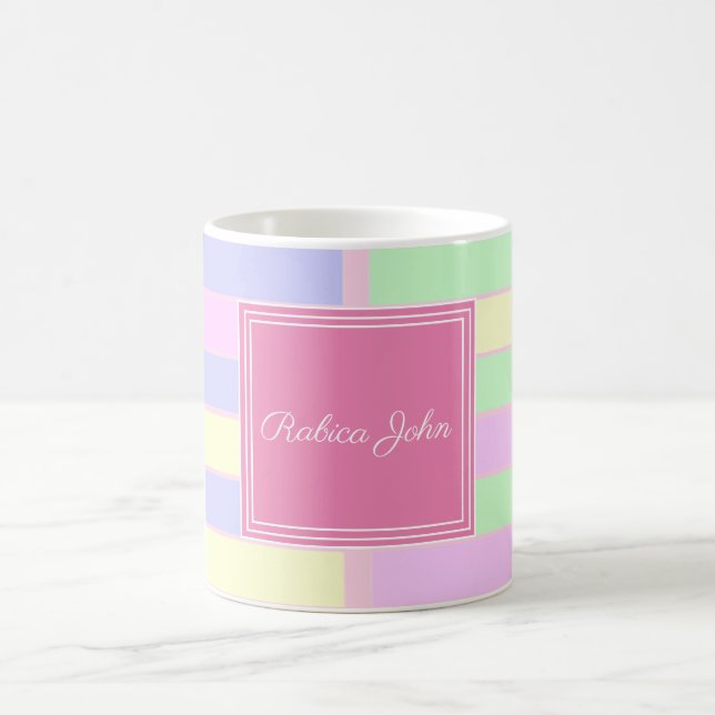 Personalized Pastel Grid Name |Custom Elegant Gift Coffee Mug (Center)
