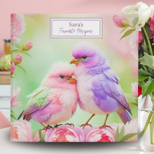 Personalized Pastel Harmony Fluffy Songbirds 3 Ring Binder