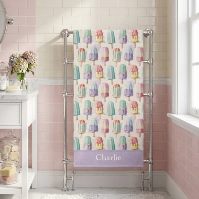 Personalized Pastel Ice Cream Bath Towel (Creator Uploaded)