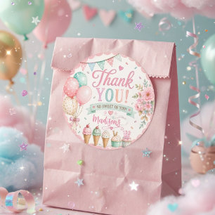 Personalized Pastel Ice Cream Birthday Thank You  Classic Round Sticker