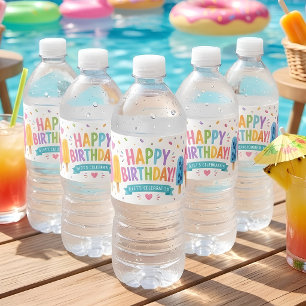 Personalized Pastel Ice Cream Birthday Water Bottle Label