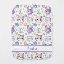 Personalized Pastel Kawaii Animal Burp Cloth
