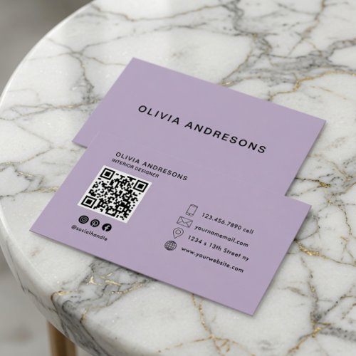 Personalized Pastel Lavender Minimalist  Business Card
