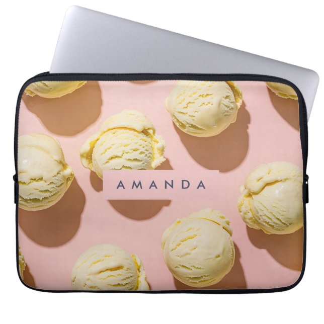 Personalized Pastel Lemon Cream Bliss Laptop Sleeve (Front)