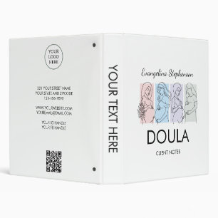 Personalized Pastel Line Art DOULA 3 Ring Binder