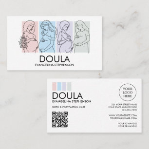 Personalized Pastel Line Art DOULA Business Card