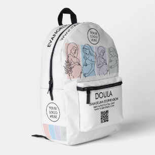 Personalized Pastel Line Art DOULA Business Printed Backpack