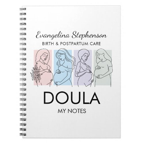 Personalized Pastel Line Art DOULA Notebook