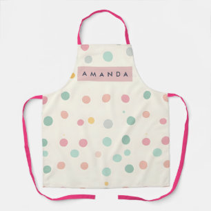 Personalized Pastel Macaron Polka Dot Apron