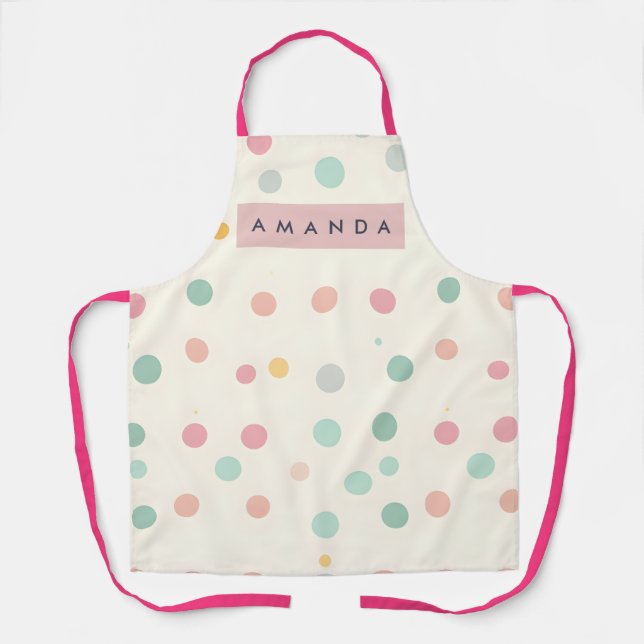 Personalized Pastel Macaron Polka Dot  Apron (Front)