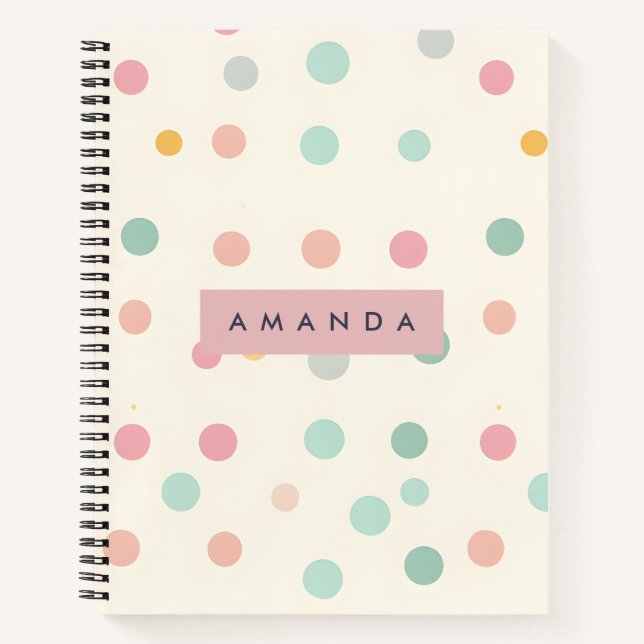 Personalized Pastel Macaron Polka Dot  Notebook (Front)