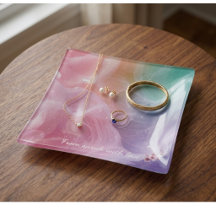 Personalized Pastel Marble Jewelry Trinket Tray
