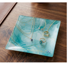 Personalized Pastel Marble Jewelry Trinket Tray