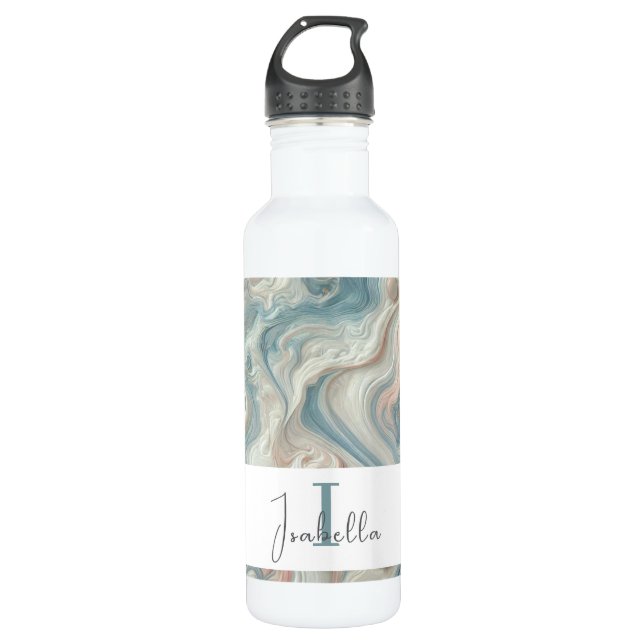 Personalized Pastel Marble Water Bottle (Front)
