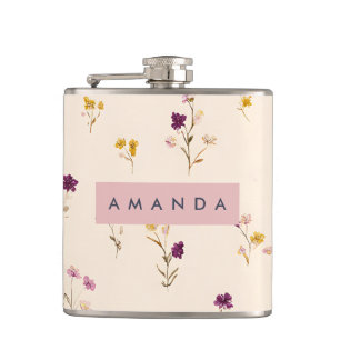 Personalized Pastel Meadow Blooms Flask