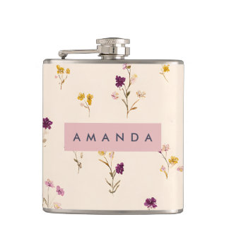Personalized Pastel Meadow Blooms Flask