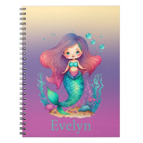 Personalized Pastel mermaid notebook