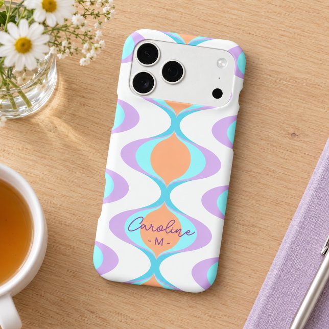 Personalized Pastel Midcentury Waves Art Pattern Iphone Case (Creator Uploaded)