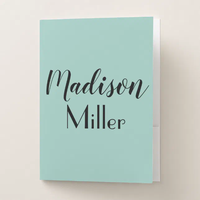 Personalized Pastel Mint Green Pocket Folder 