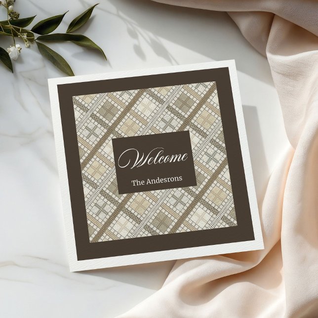 Personalized Pastel Napkins Chic Neutral Geometry (Personalized Pastel Napkins Chic Neutral Geometry)