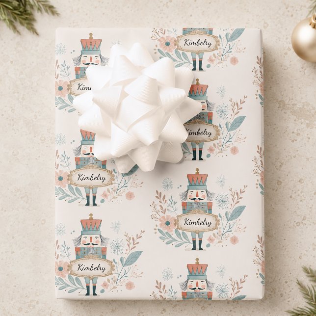 Personalized Pastel Nutcracker Christmas Wrapping Paper Sheets (Personalized Pastel Nutcracker Christmas Wrapping Paper Sheets)