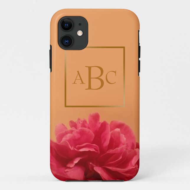 Personalized Pastel Orange Hot Pink Floral Case-Mate iPhone Case (Back)