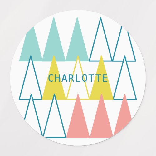 Personalized Pastel Pattern Pink Turquoise Labels