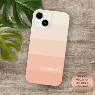 Personalized Pastel Peach Coral Orange Stripe Case-Mate iPhone 14 Case