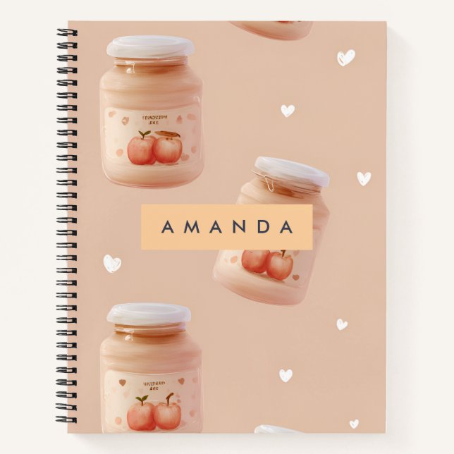 Personalized Pastel Peach Jam Pattern Notebook (Front)