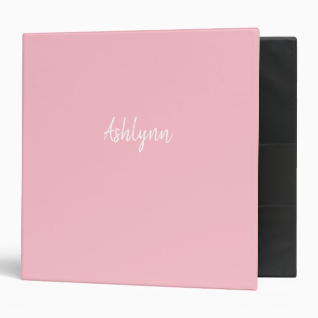 Personalized Pastel Pink 3 Ring Binder (Front/Inside)
