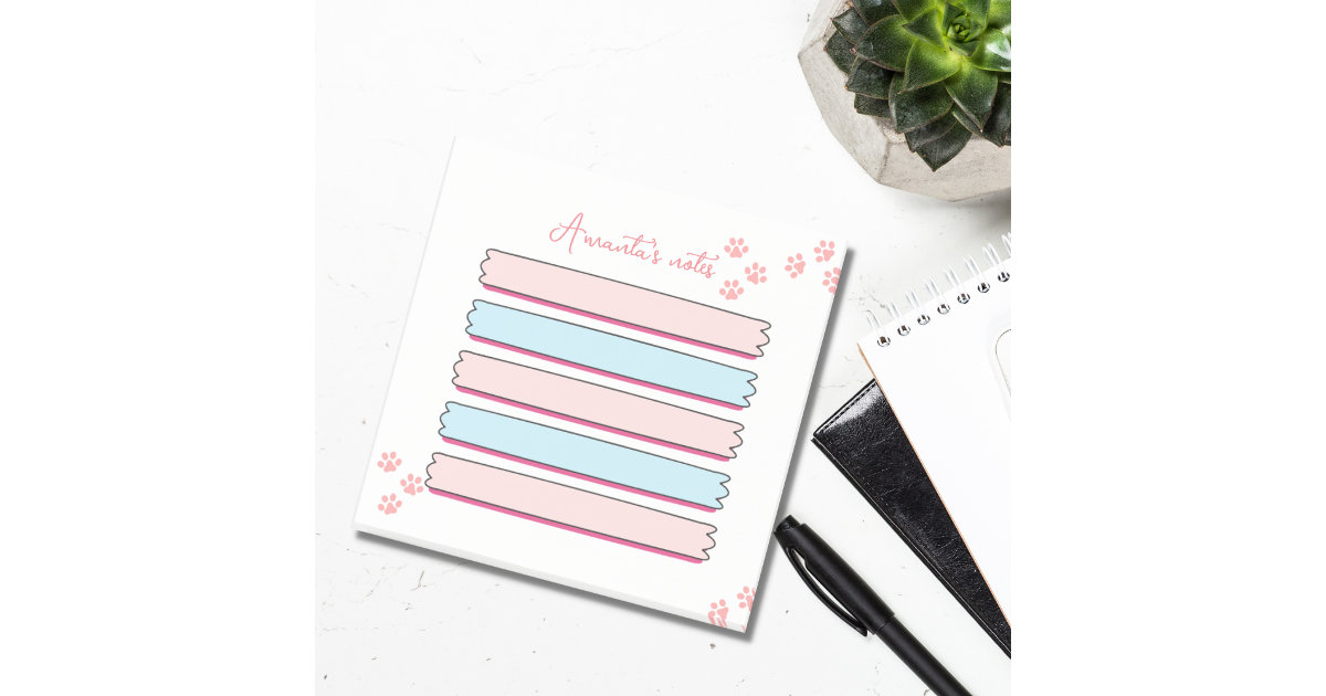 personalized pastel pink and blue post it notes | Zazzle