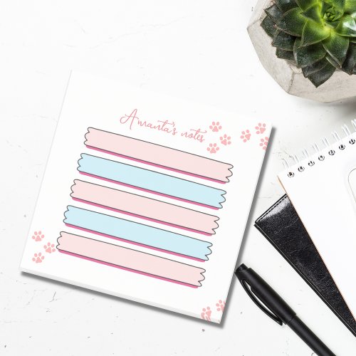 personalized pastel pink and blue post it notes