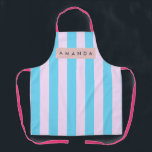 Personalized Pastel Pink and Blue Striped Apron<br><div class="desc">This pastel pink and blue striped coquette pattern design will make you smile right away if you like the look of soft pastel colors and clean, classic patterns. It looks pretty without trying too hard—sweet but not too much, calm but full of personality. The stripes make me think of cozy...</div>
