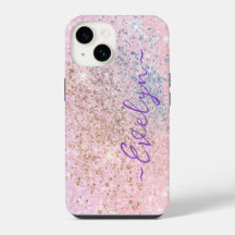 Personalized pastel pink blue glitter