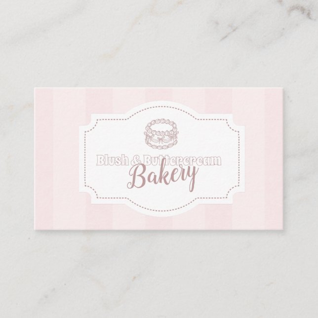 Personalized Pastel Pink Cake Bakery Business Card (Front)