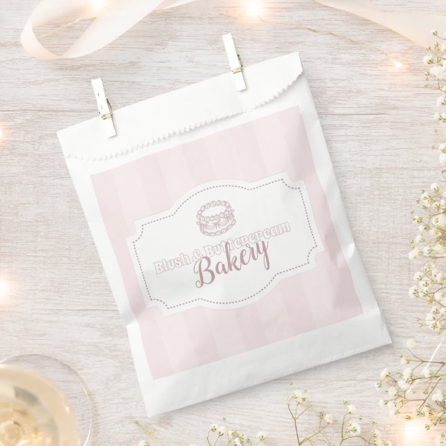 Personalized Pastel Pink Cake Bakery Favor Bag (Clipped)