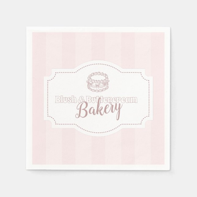 Personalized Pastel Pink Cake Bakery Napkins (Front)