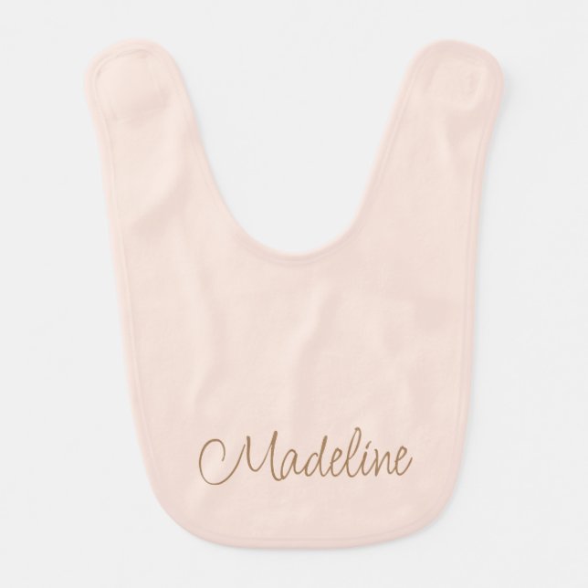 Personalized Pastel Pink Color F8E3DA  Baby Bib (Front)